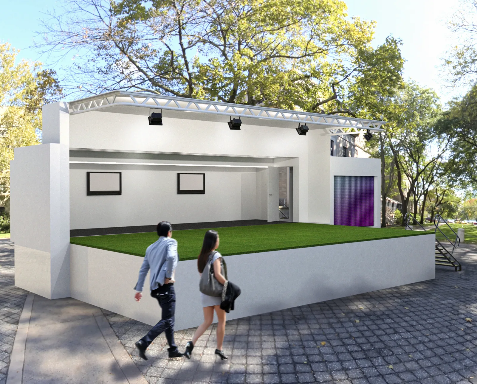 Big Jumbo — exterior render of the mobile unit with stage