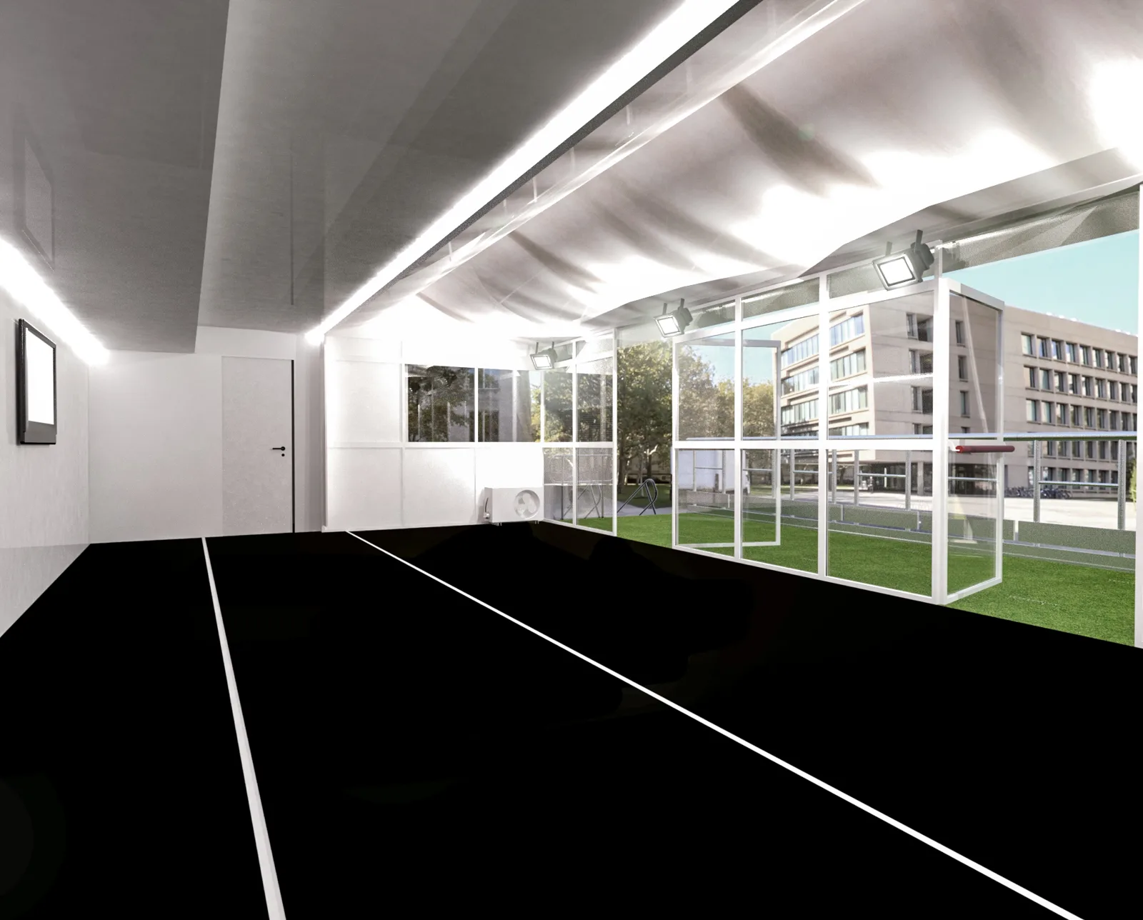 Glazed version — render of the fit-out with glass walls